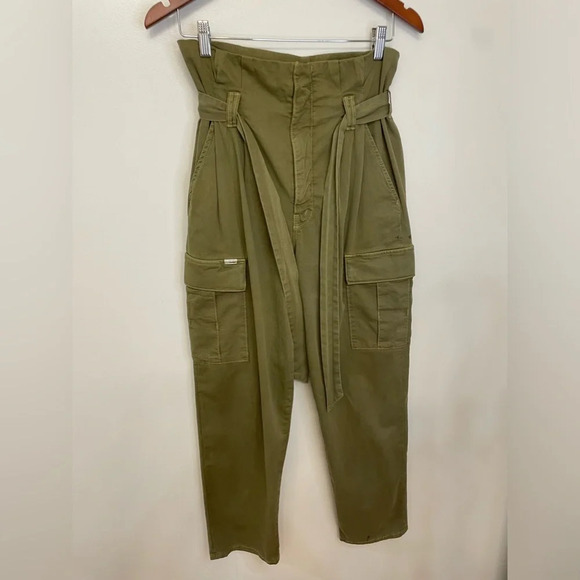 MOTHER||The Greaser Paperbag Pleated Cargo Ankle Pants Size 26 Olive, Worn Once - Picture 3 of 11